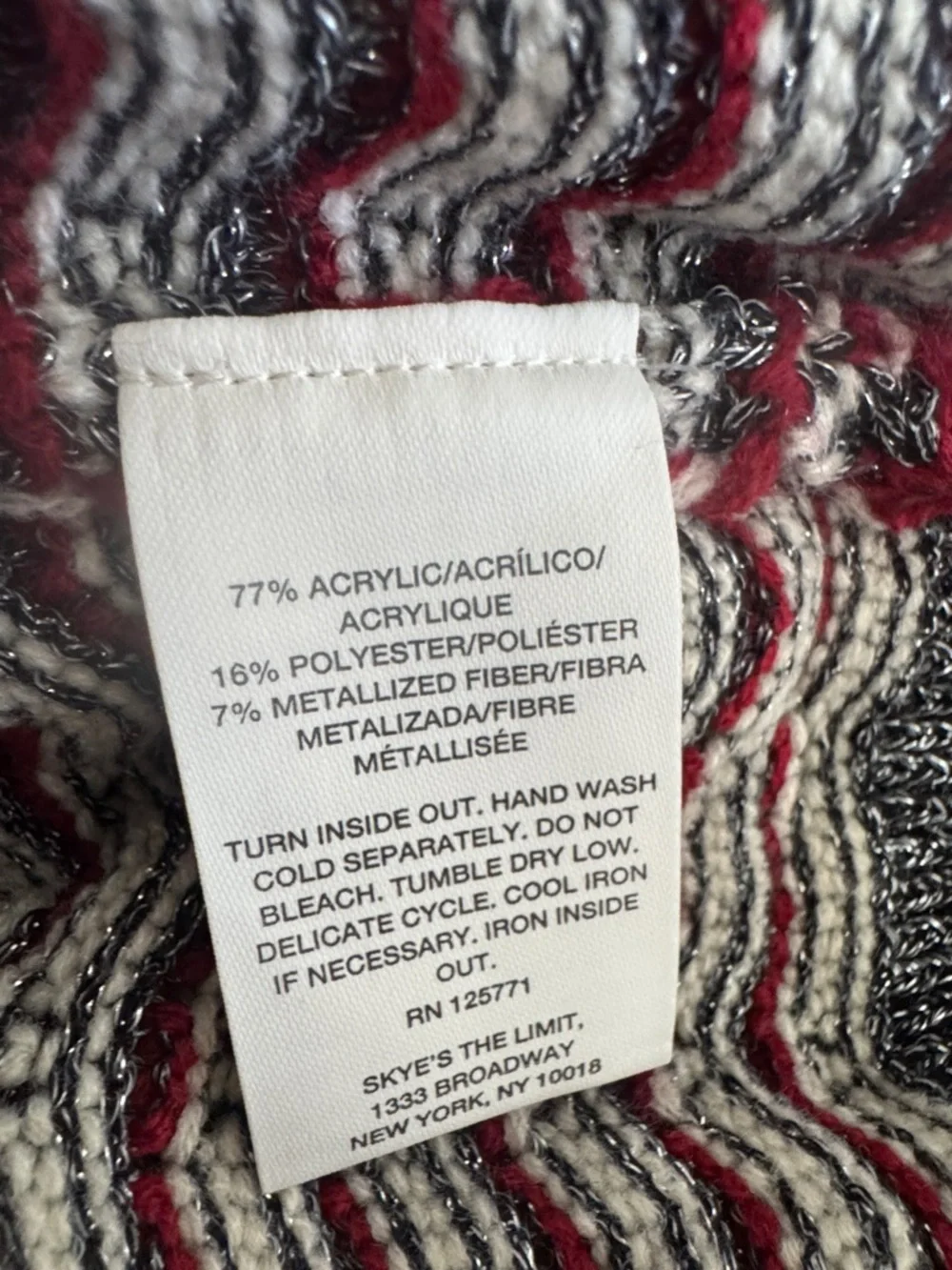 Skye's the Limit Red, Gray and White Wave Stripe Crew Sweater